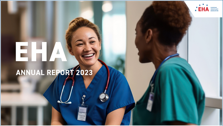 Image of two medical professionals | Links to the EHA Annual Report 2023